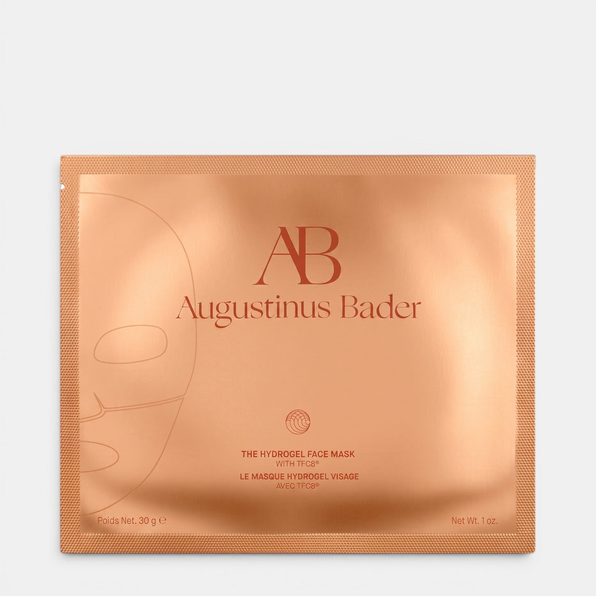 Shop Rescue Spa Augustinus Bader hydrogel face mask in a metallic copper foil packet for skin hydration and radiance.