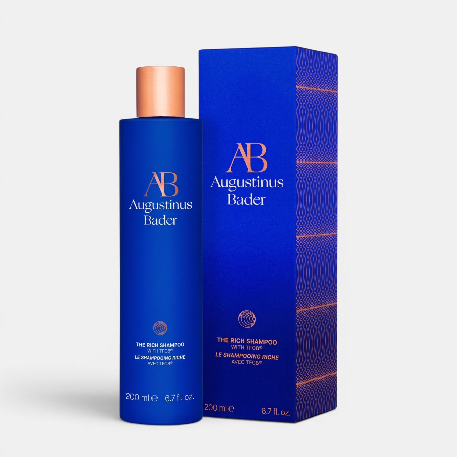 Shop Rescue Spa Augustinus Bader The Rich Shampoo in a blue bottle and matching box for nourishing dry, damaged hair.