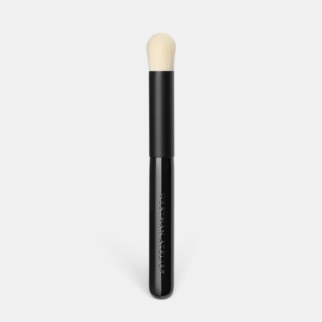 Shop Rescue Spa Baby Blender Brush with a black handle and soft, rounded white nylon bristles for cream blush.