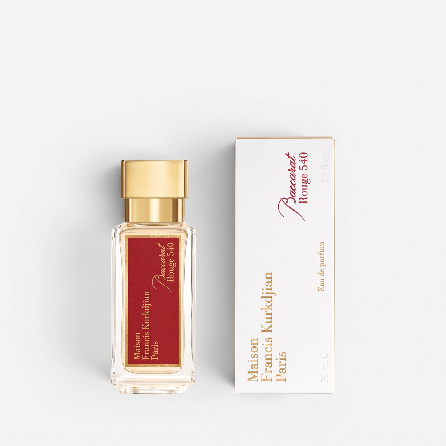 Shop Rescue Spa Baccarat Rouge 540 eau de parfum bottle and white box with red and gold label on a light background
