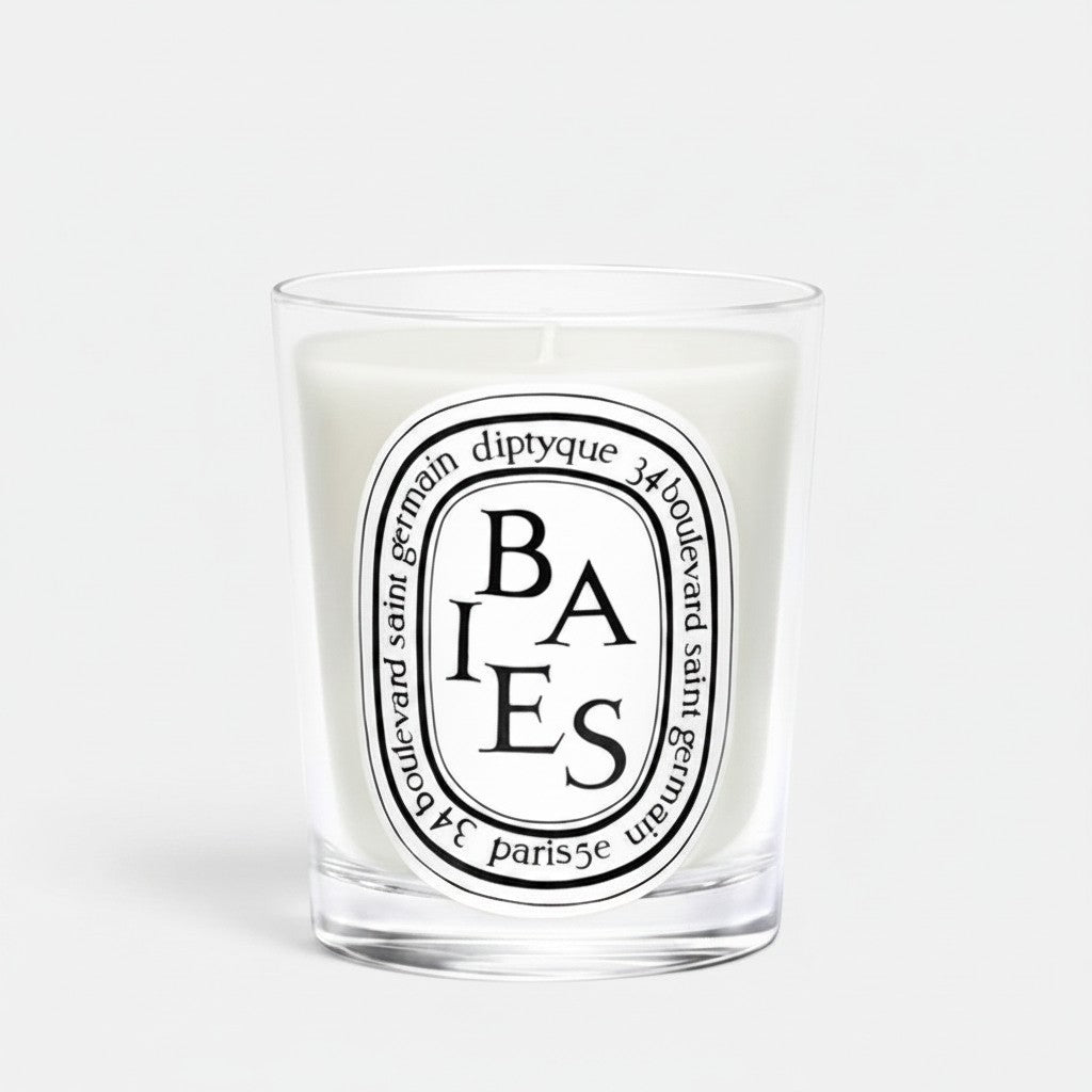 Shop Rescue Spa Baies scented candle in a clear glass vessel with a white wax blend and signature oval label.