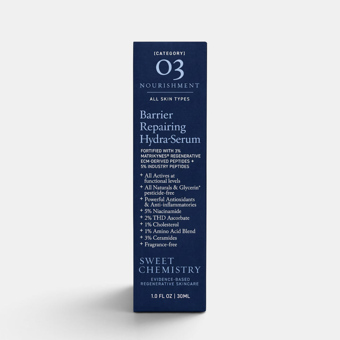 Shop Rescue Spa Barrier Repairing Hydra-Serum box featuring ingredient list, peptides, and niacinamide for skin health.