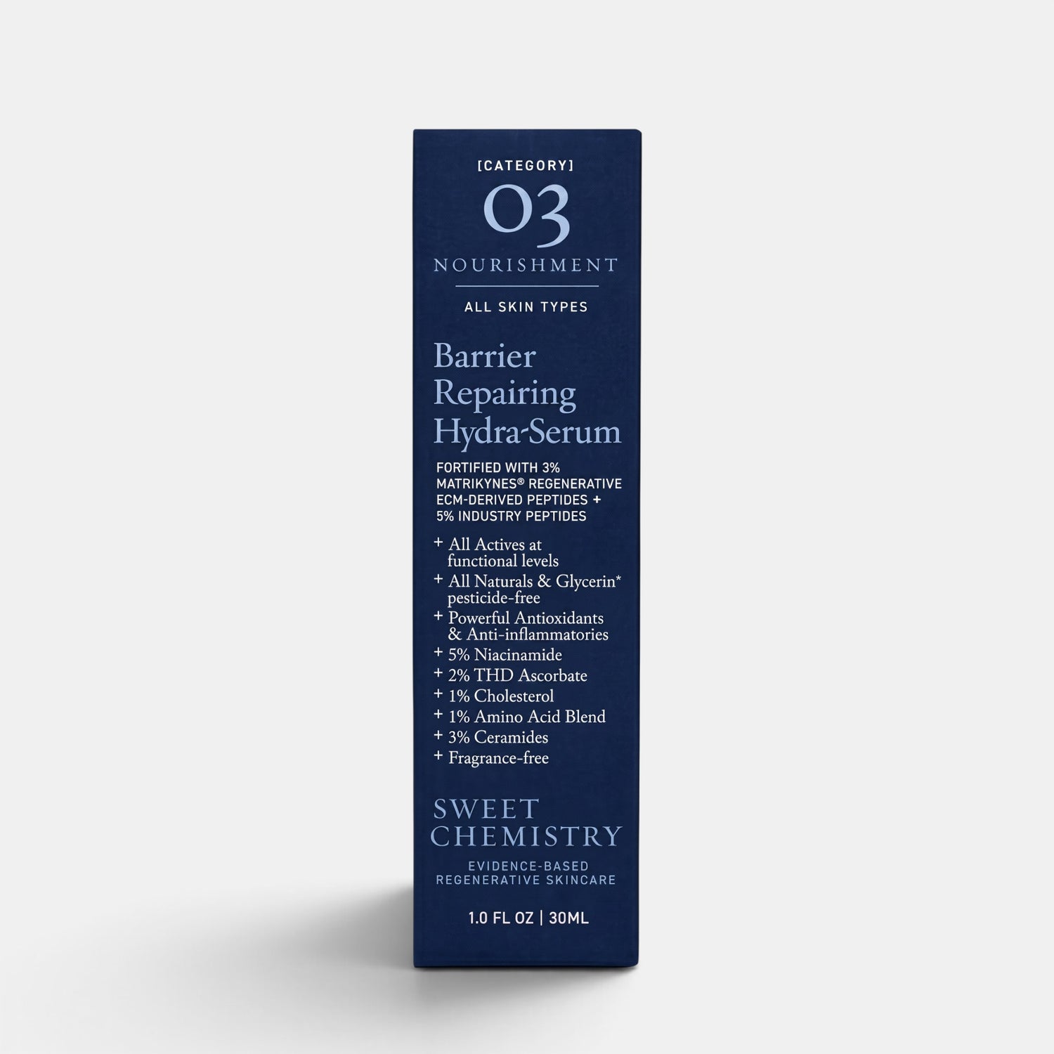 Shop Rescue Spa Barrier Repairing Hydra-Serum box featuring ingredient list, peptides, and niacinamide for skin health.
