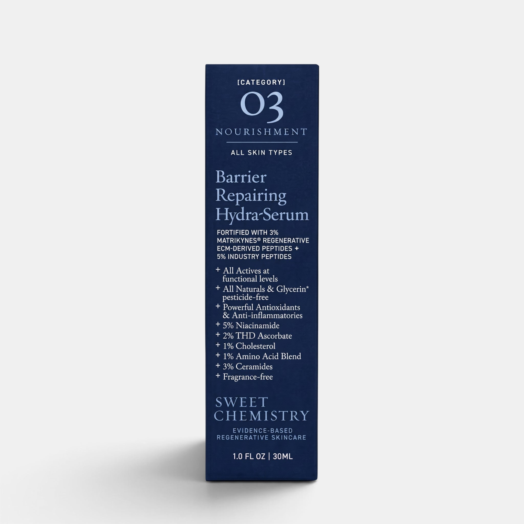 Shop Rescue Spa Barrier Repairing Hydra-Serum box featuring ingredient list, peptides, and niacinamide for skin health.