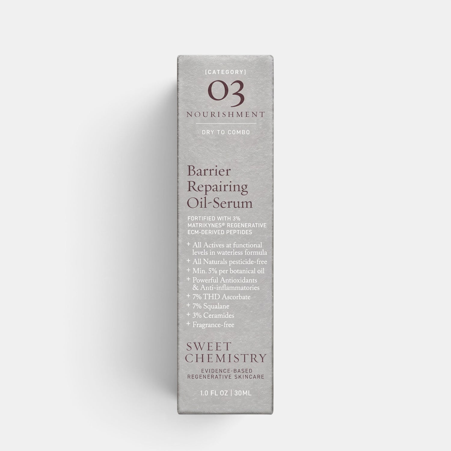 Shop Rescue Spa Barrier Repairing Oil-Serum packaging box with ingredient details and nourishing skincare benefits.
