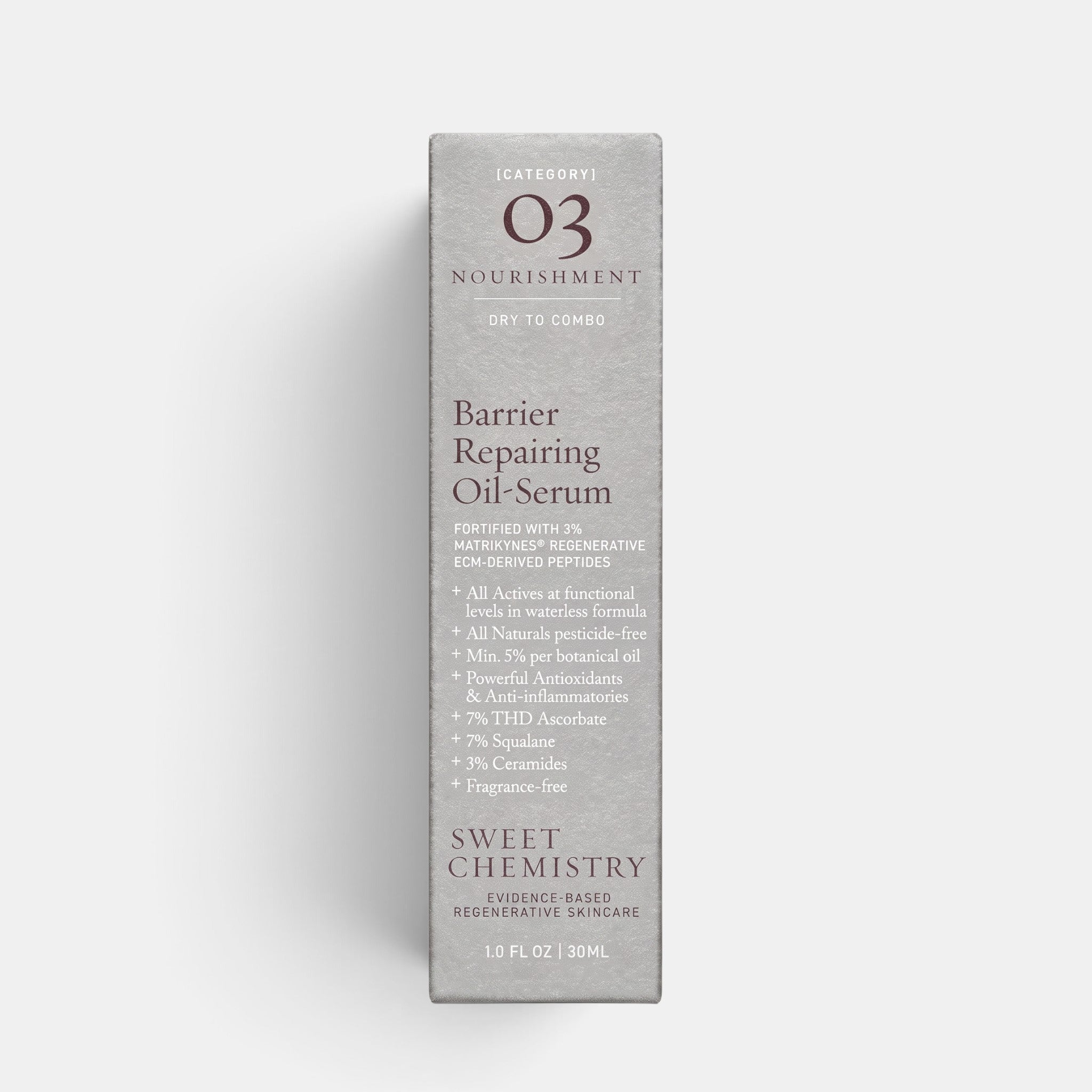 Shop Rescue Spa Barrier Repairing Oil-Serum packaging box with ingredient details and nourishing skincare benefits.