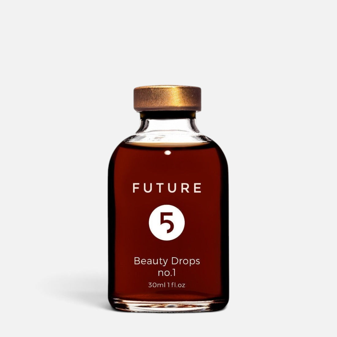 Shop Rescue Spa Future 5 Elements Beauty Drops No.1 facial serum in a 30ml amber glass bottle with a gold cap.