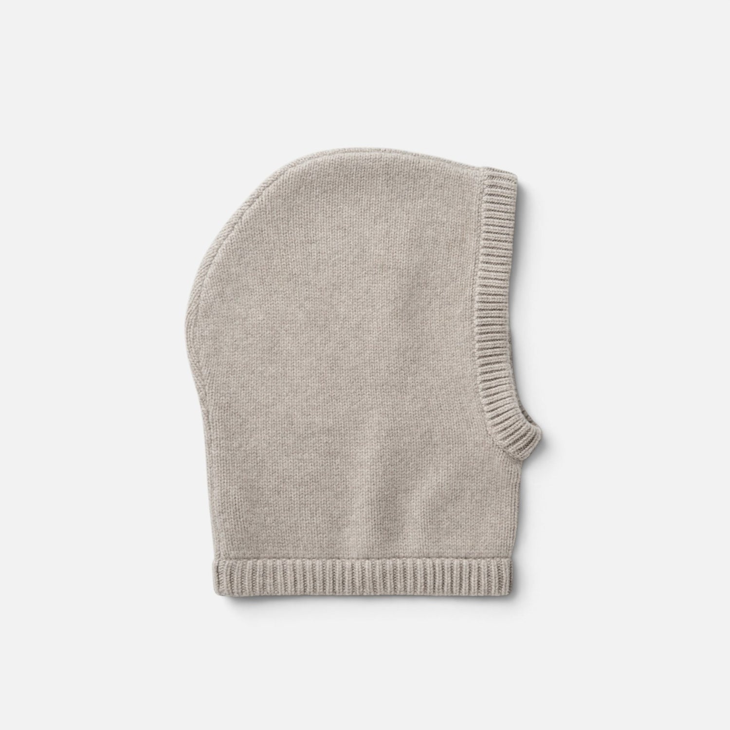 Shop Rescue Spa chunky knit balaclava in soft beige 100% cashmere with a ribbed trim edge.
