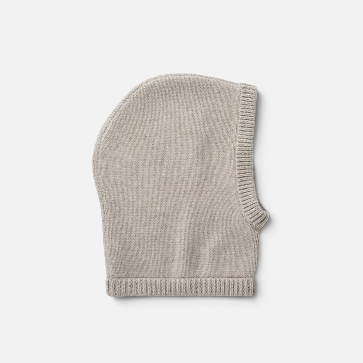 Shop Rescue Spa chunky knit balaclava in soft beige 100% cashmere with a ribbed trim edge.