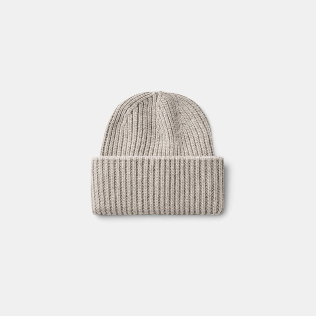 Shop Rescue Spa unisex ribbed knit beanie made from soft beige 100% cashmere with a folded cuff