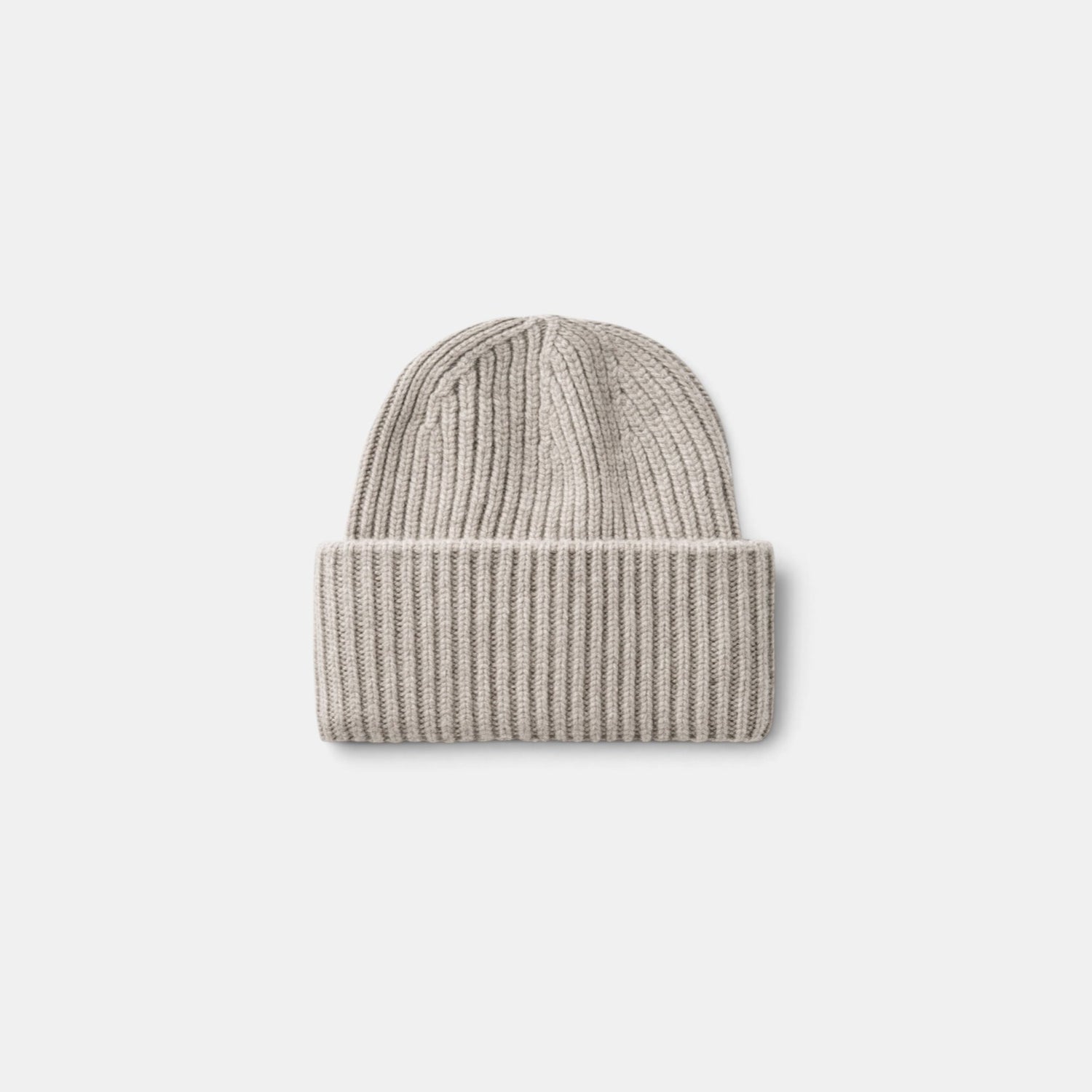 Shop Rescue Spa unisex ribbed knit beanie made from soft beige 100% cashmere with a folded cuff