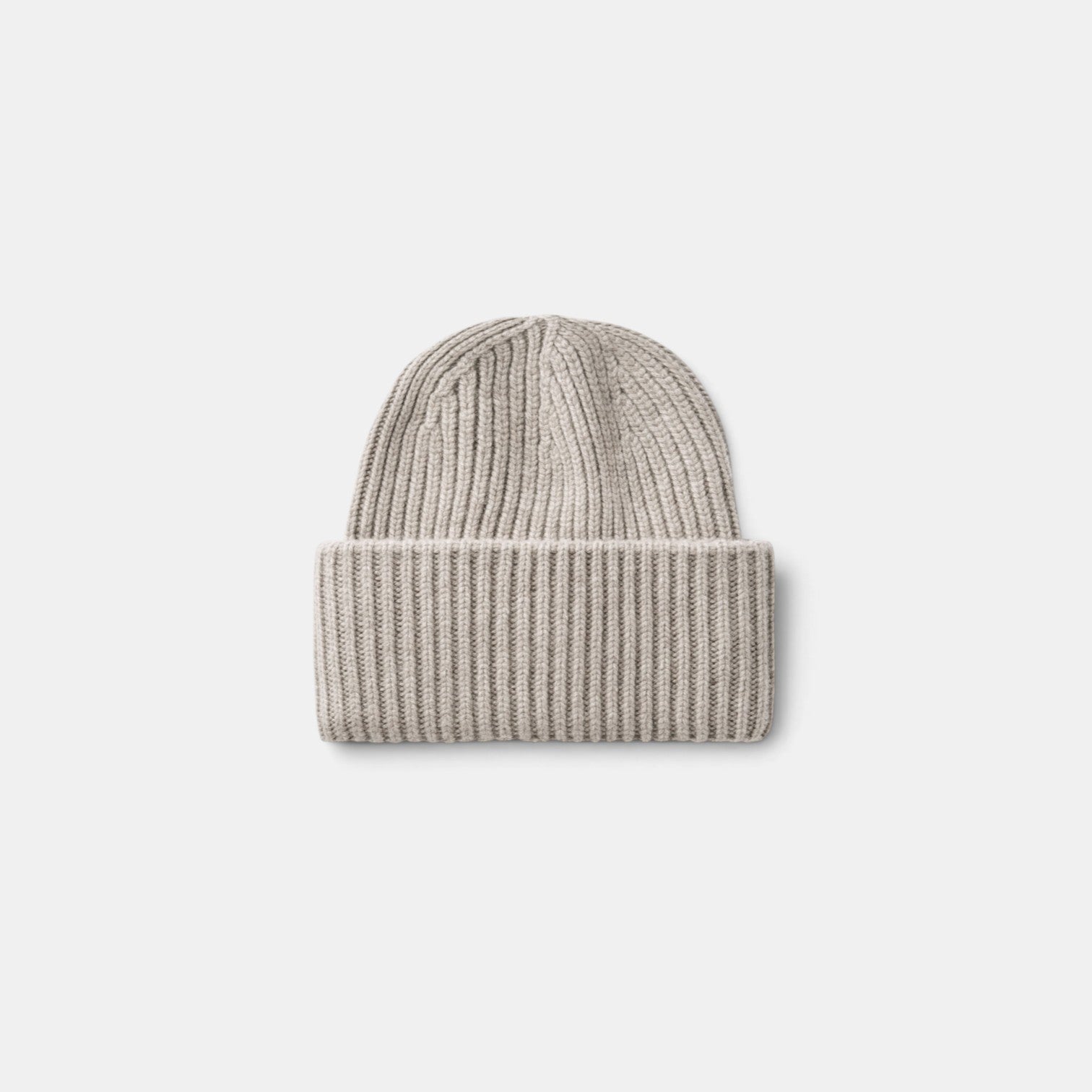 Shop Rescue Spa unisex ribbed knit beanie made from soft beige 100% cashmere with a folded cuff
