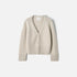 Shop Rescue Spa chunky beige cashmere V-neck cardigan with button front and ribbed hem