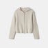 Shop Rescue Spa beige chunky knit cashmere hoodie with a front zipper closure and regular fit.