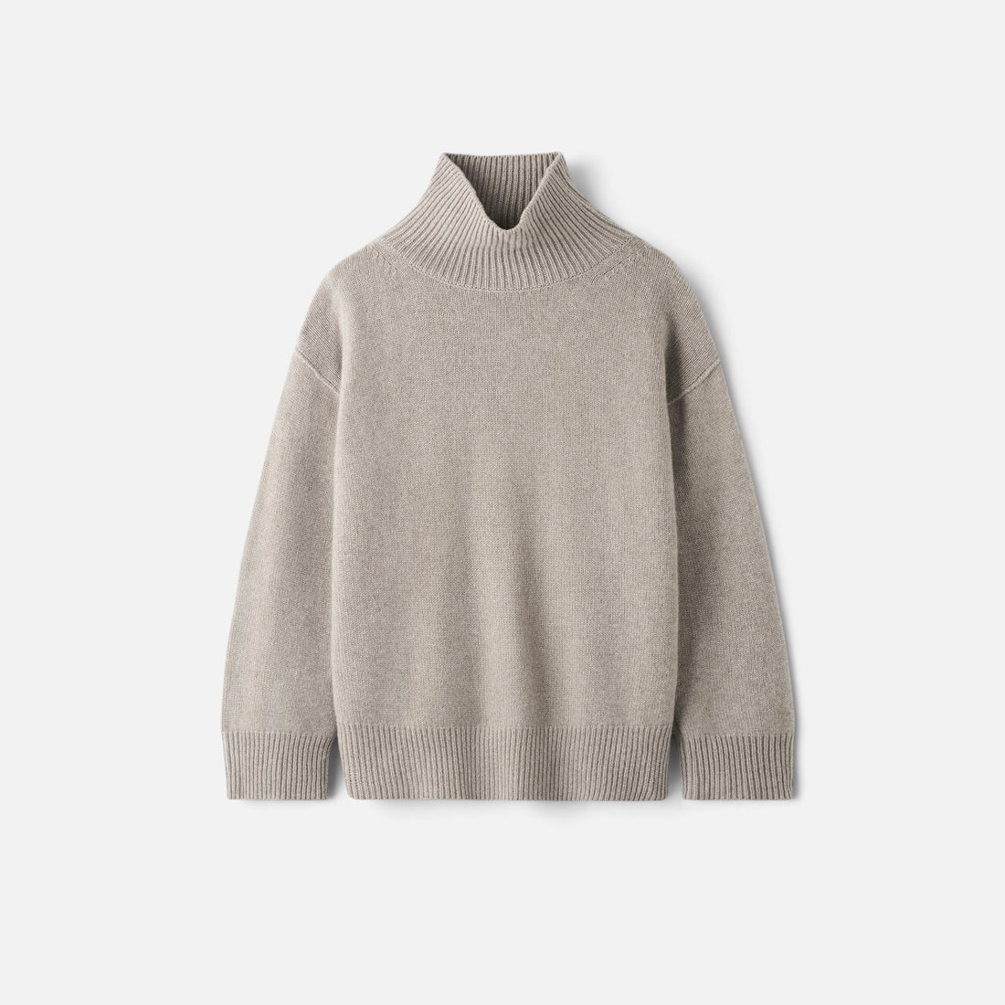 Shop Rescue Spa oversized beige cashmere turtleneck sweater with a chunky knit and relaxed fit