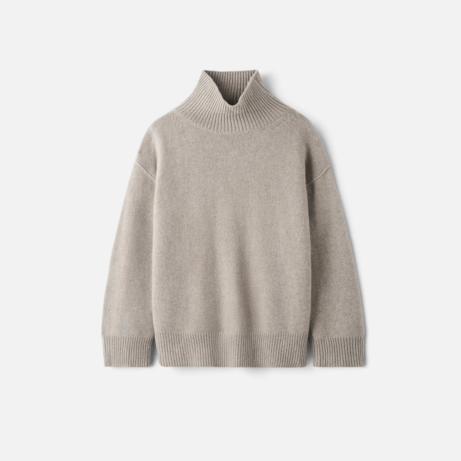 Shop Rescue Spa oversized beige cashmere turtleneck sweater with a chunky knit and relaxed fit