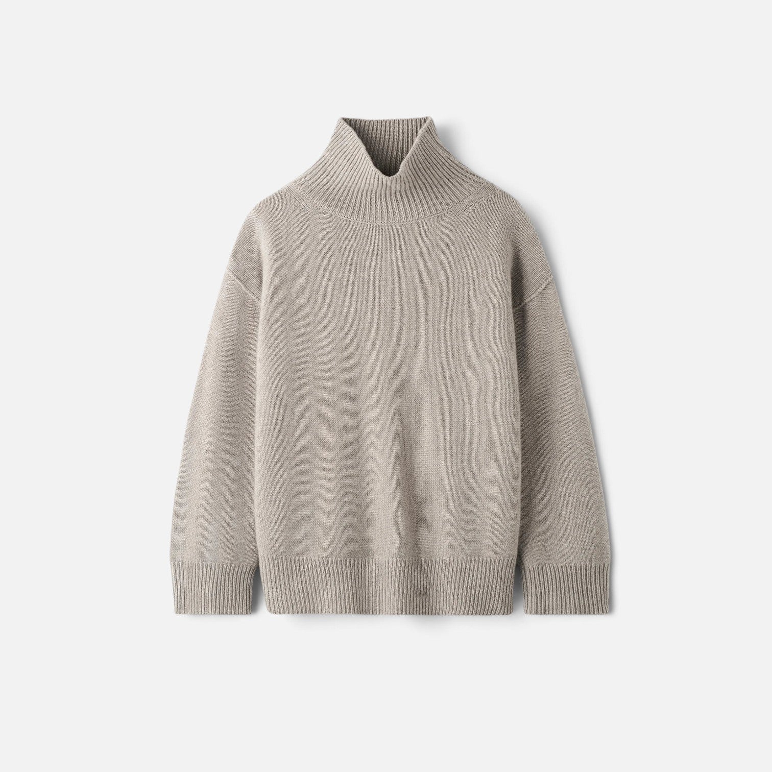 Shop Rescue Spa oversized beige cashmere turtleneck sweater with a chunky knit and relaxed fit
