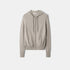 Shop Rescue Spa beige fine knit cashmere zip hoodie with drawstring hood and front pockets