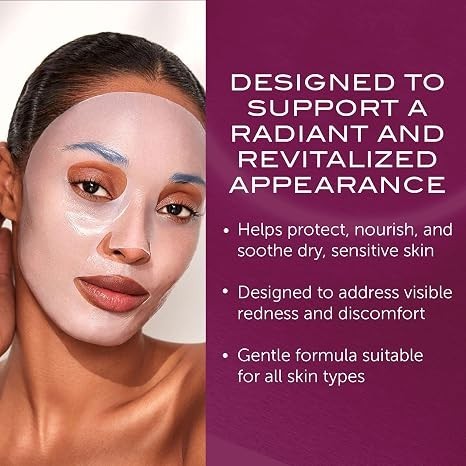 Shop Rescue Spa Y Theorem Bio Cellulose Facial Mask on a model to soothe, hydrate, and brighten sensitive skin