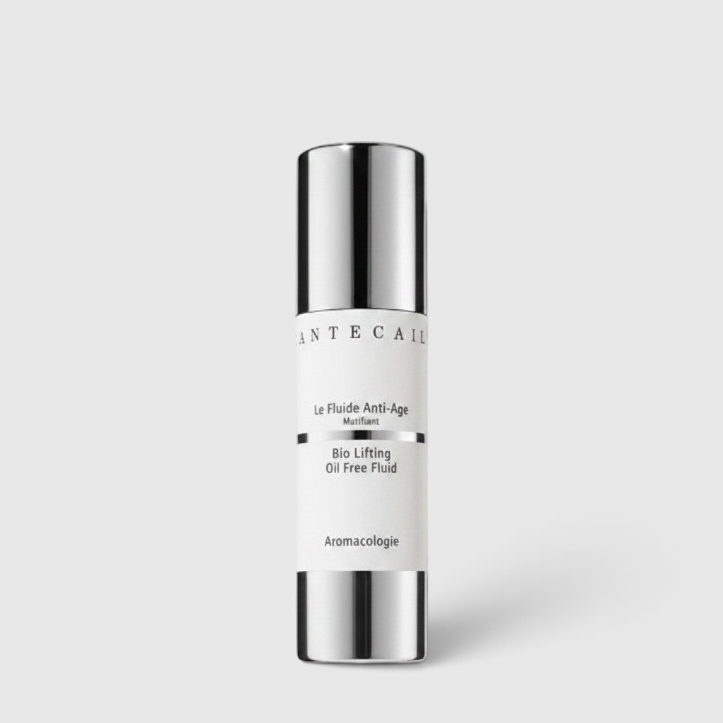 Shop Rescue Spa Bio Lifting Oil Free Fluid+ anti-aging moisturizer in a sleek white bottle with silver accents.