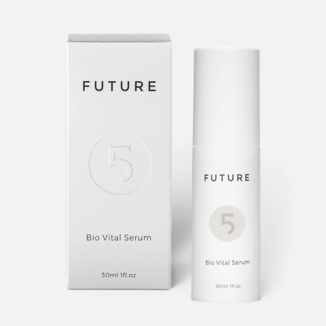 Shop Rescue Spa Future 5 Elements Bio Vital Serum 30ml bottle and white packaging box for anti-aging skin treatment.