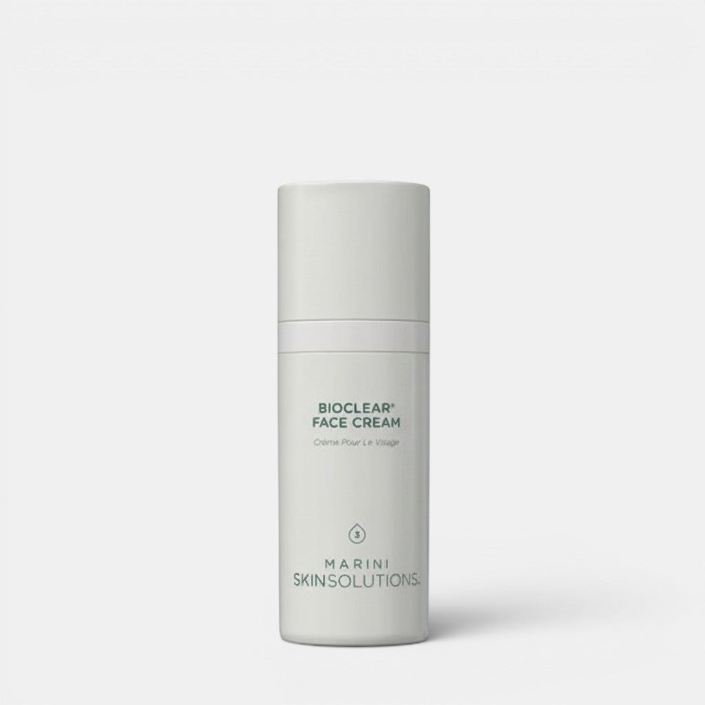 Shop Rescue Spa Bioclear Face Cream, a white pump bottle with black text, containing a multi-acid treatment for skin clarity and texture.