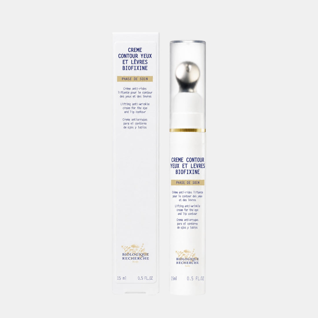 Shop Rescue Spa Biologique Recherche Biofixine eye and lip contour cream in white packaging with applicator
