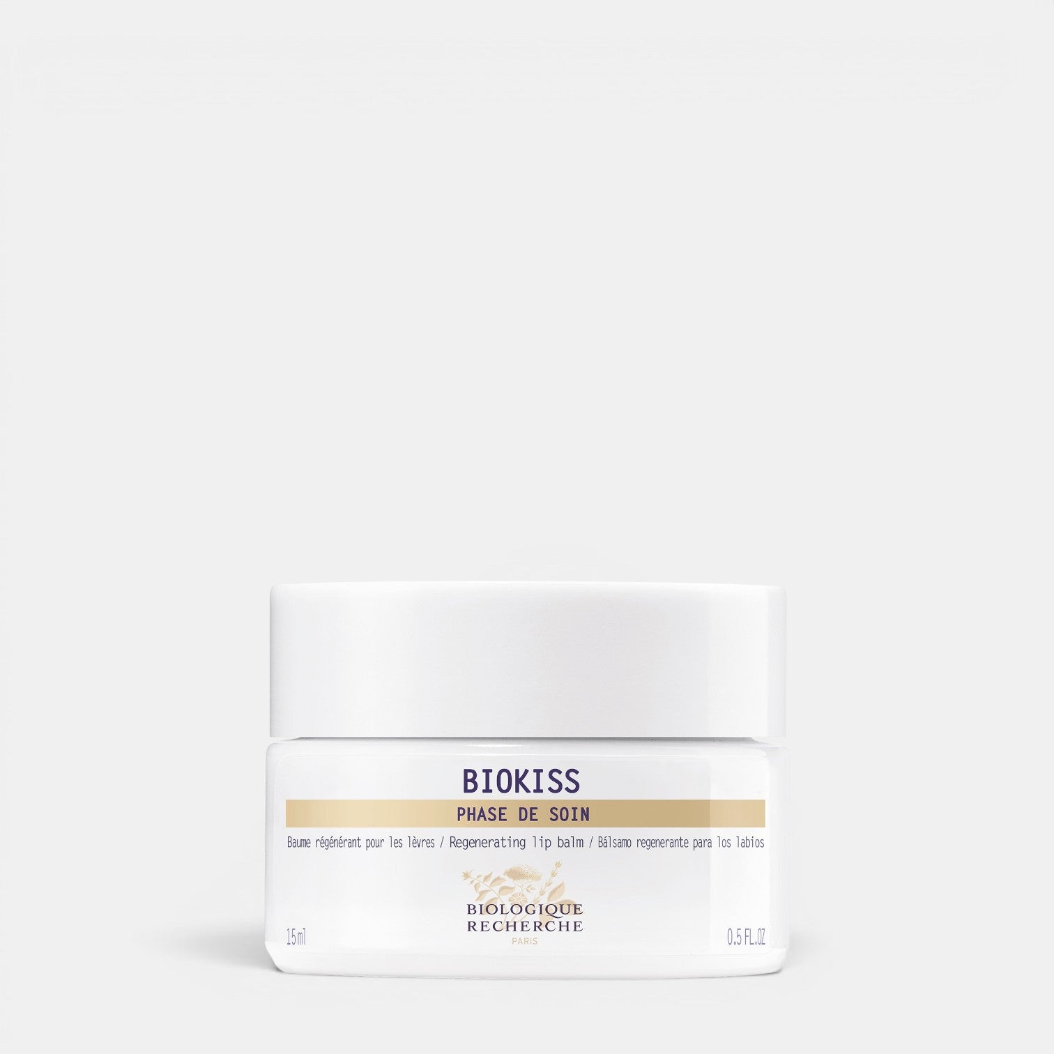 Shop Rescue Spa Biokiss regenerating lip balm in a white jar for deep hydration and repair of dry, chapped lips.