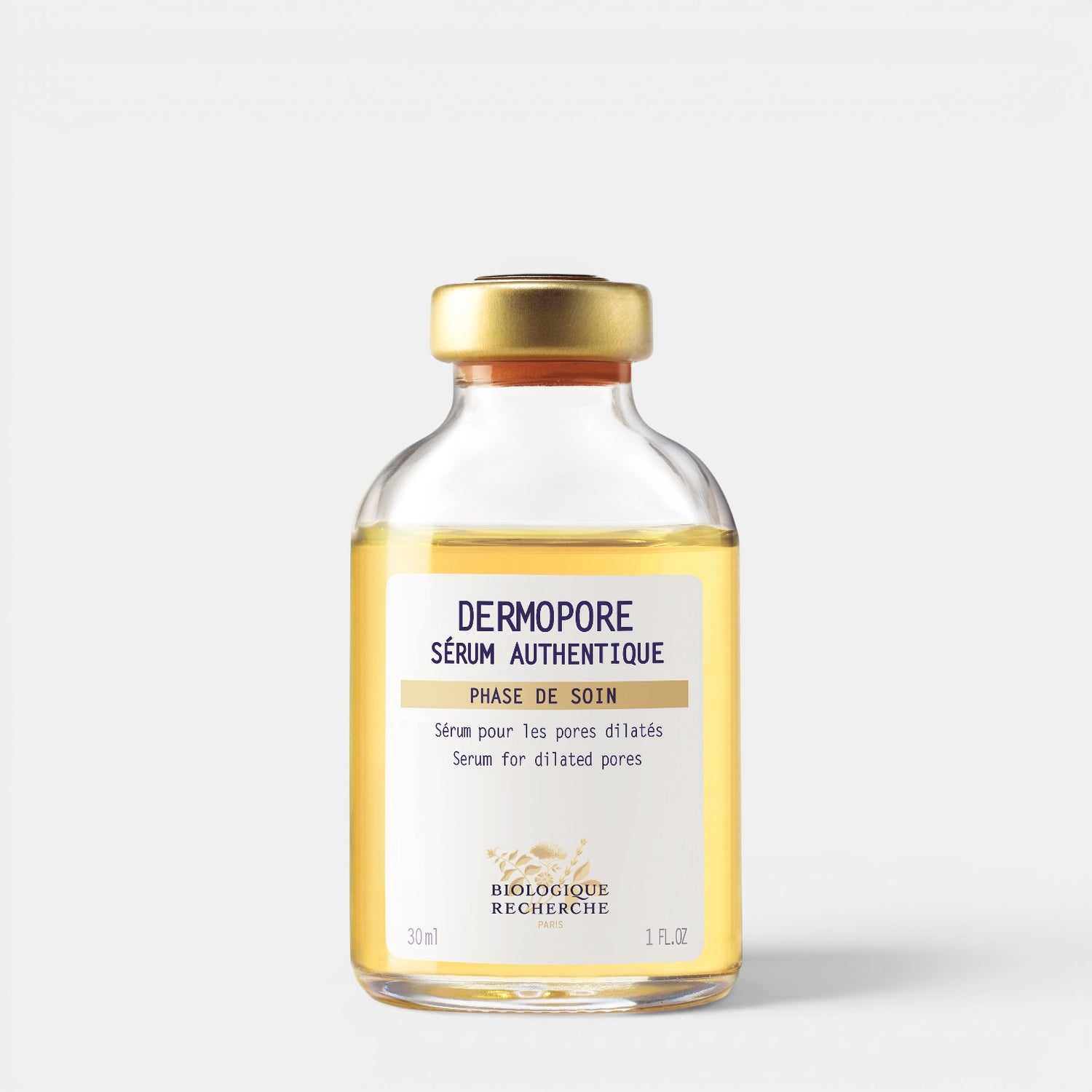 Shop Rescue Spa Biologique Recherche Serum Dermopore in a clear glass bottle with a gold cap for pore tightening.