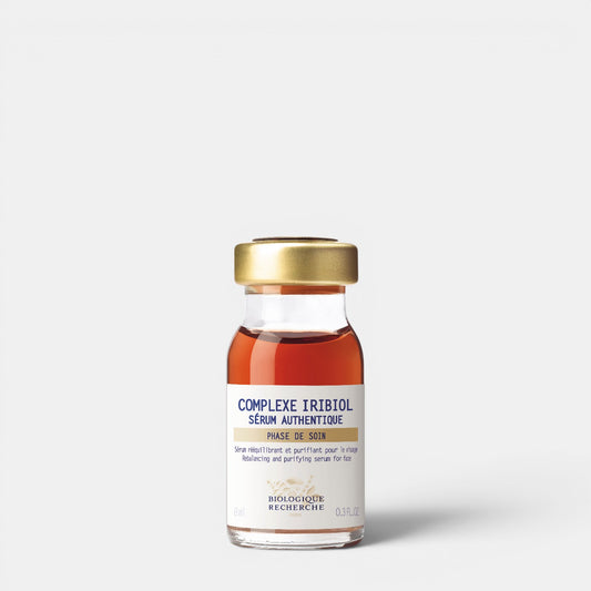 Shop Rescue Spa Biologique Recherche Serum Complexe Iribiol purifying face serum in a small glass vial with gold cap.