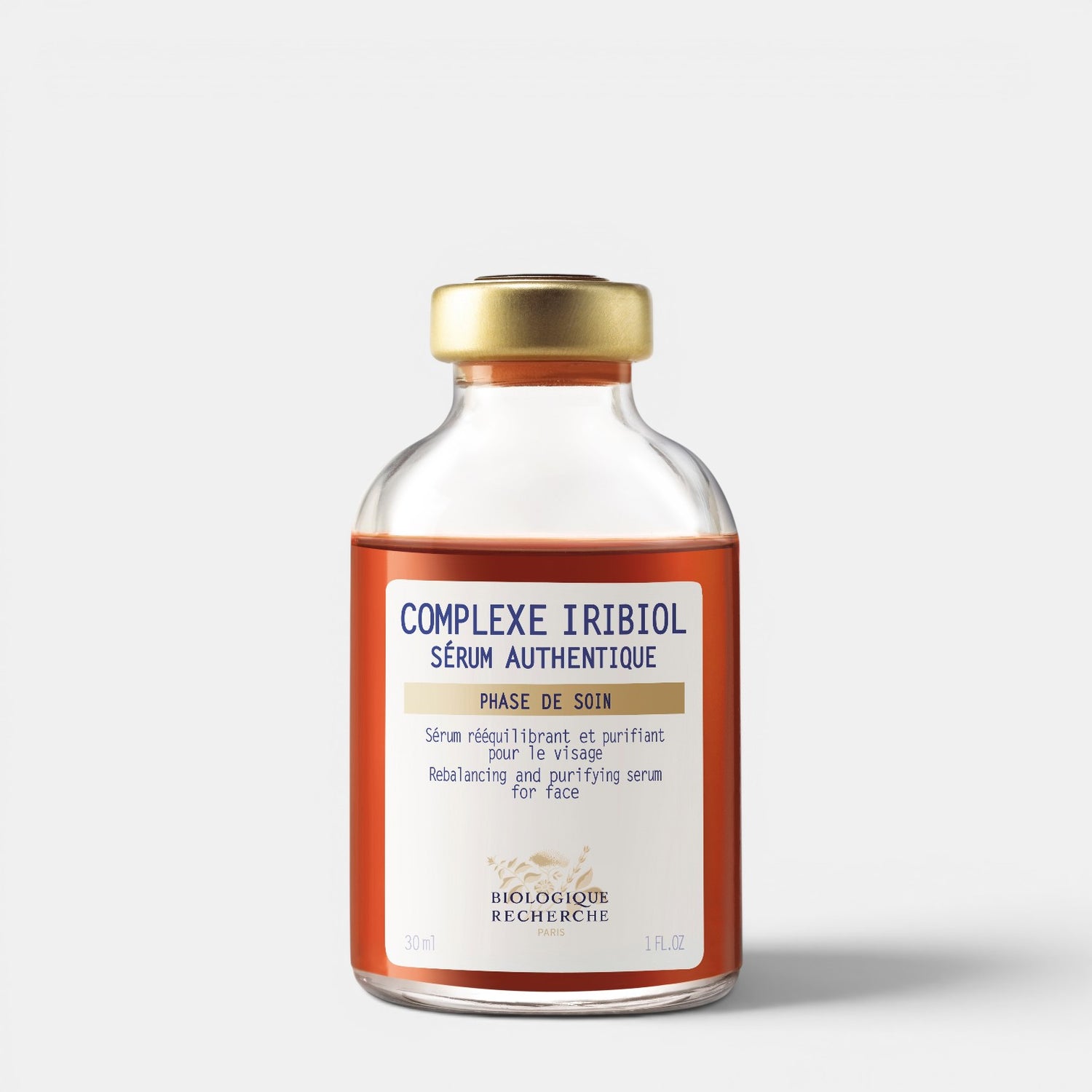 Shop Rescue Spa Biologique Recherche Serum Complexe Iribiol purifying face serum in a glass bottle with gold cap.
