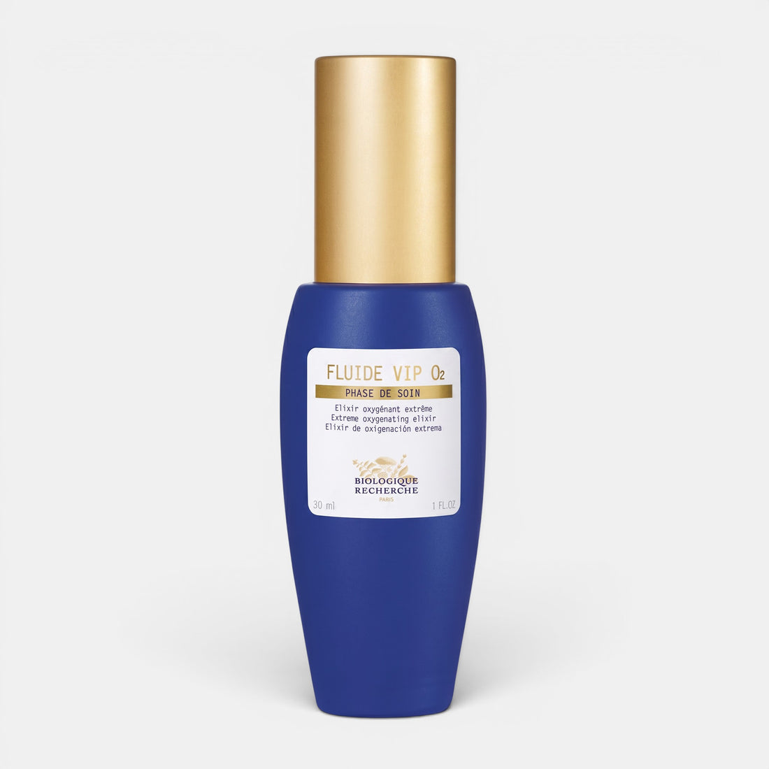 Shop Rescue Spa Biologique Recherche Serum Fluide VIP O2 in a blue bottle with a gold cap for oxygenating skin.
