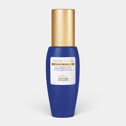 Shop Rescue Spa Biologique Recherche Serum Fluide VIP O2 in a blue bottle with a gold cap for oxygenating skin.