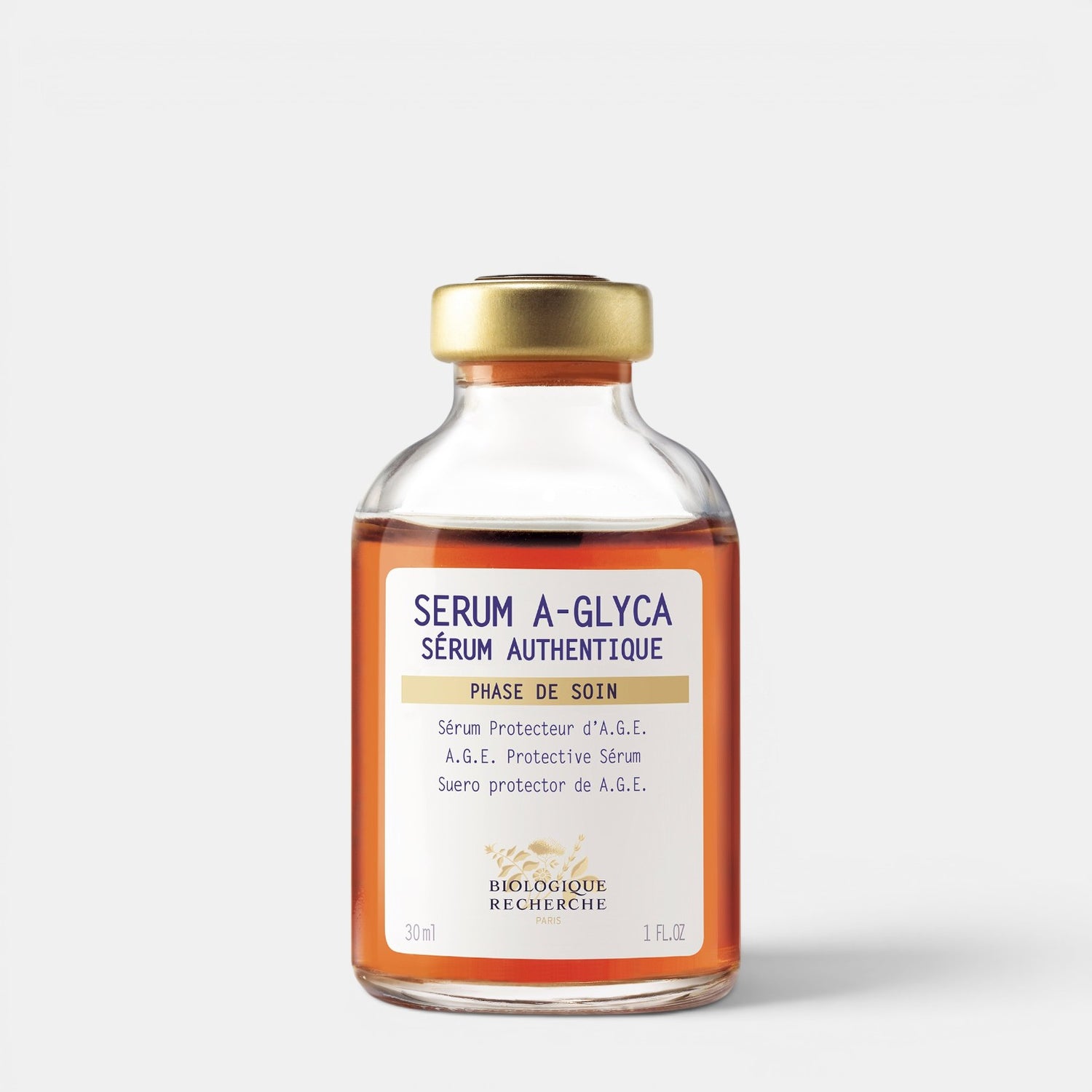 Shop Rescue Spa Biologique Recherche Serum A-Glyca anti-aging face serum in a glass bottle with a gold cap.