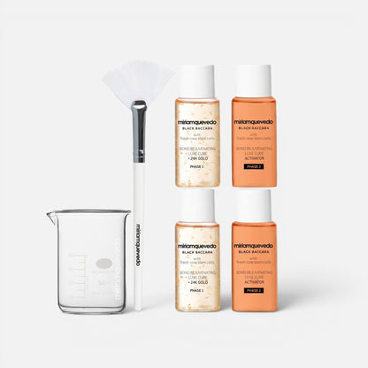 Shop Rescue Spa Black Baccara Bond Rejuvenating Luxe Cure hair treatment set with applicator brush and mixing beaker.