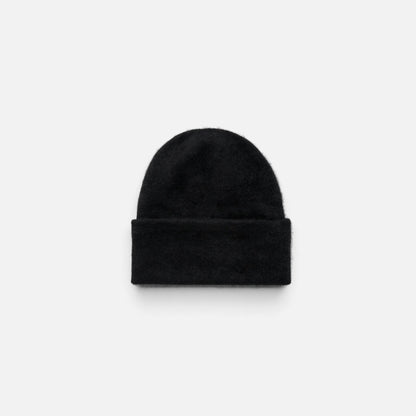 Shop Rescue Spa black brushed cashmere beanie with a folded cuff in a soft knit texture