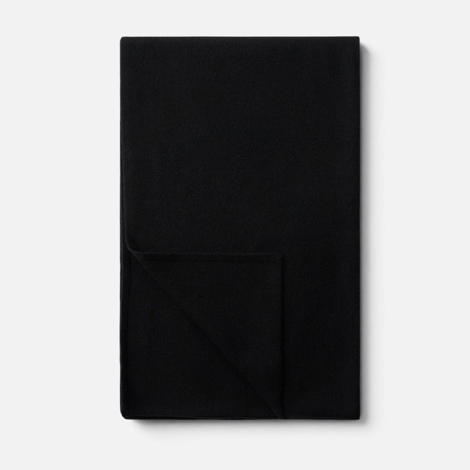 Shop Rescue Spa black fine knit cashmere scarf with a soft 2-ply texture, suitable for unisex styling.