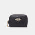 Shop Rescue Spa black small Ava cosmetic bag in water-repellent nylon with leather trim and gold-tone hardware.