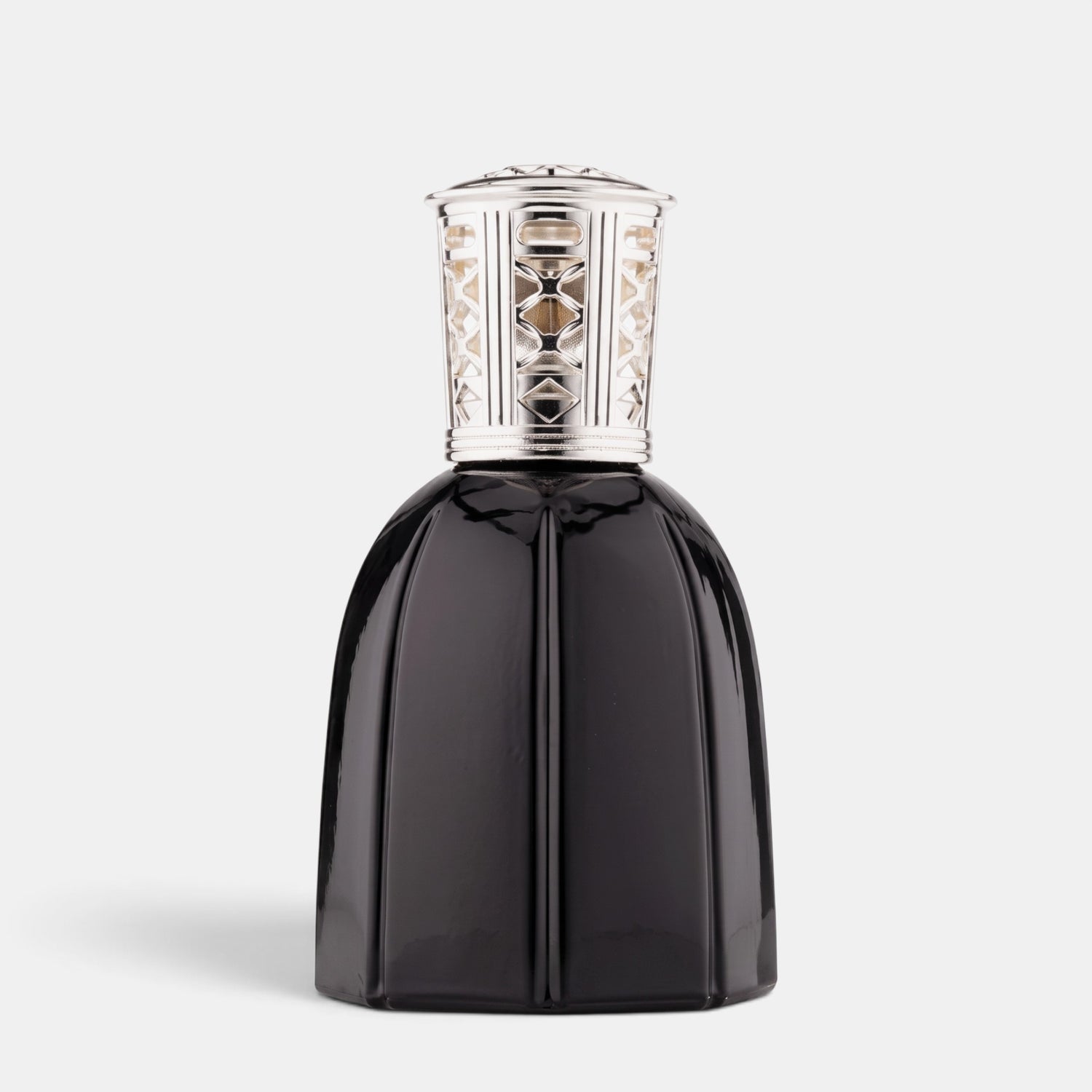 Shop Rescue Spa Dr. Vranjes Firenze Lamparfum in black glass with a silver metallic cap and octagonal design.