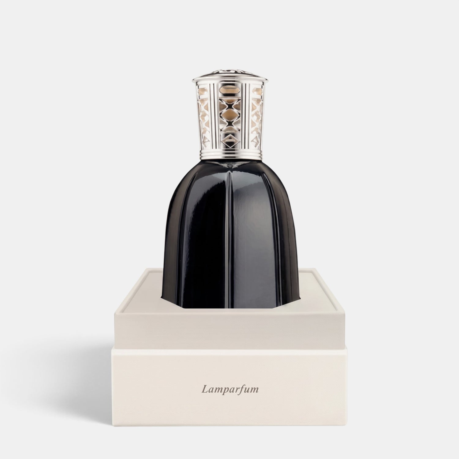 Shop Rescue Spa Dr. Vranjes Firenze Lamparfum in black glass with a silver metallic cap on a display base.