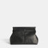Shop Rescue Spa black calf leather Clay clutch bag with a soft structured design and top closure.