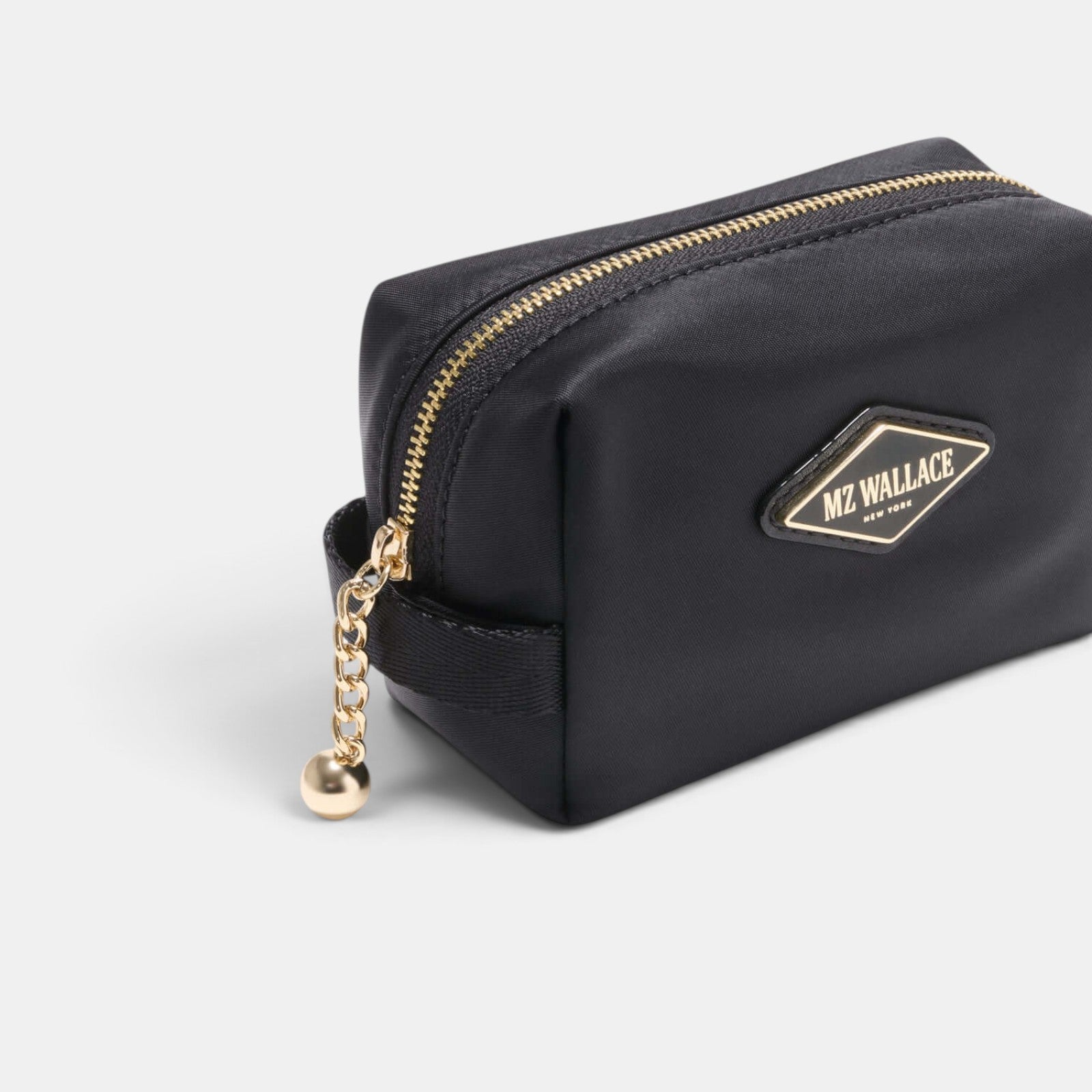 Shop Rescue Spa black nylon Ava cosmetic bag with gold hardware and zip closure