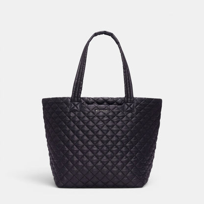 Shop Rescue Spa MZ Wallace black quilted nylon Medium Metro Tote Deluxe with leather trim and padded handles