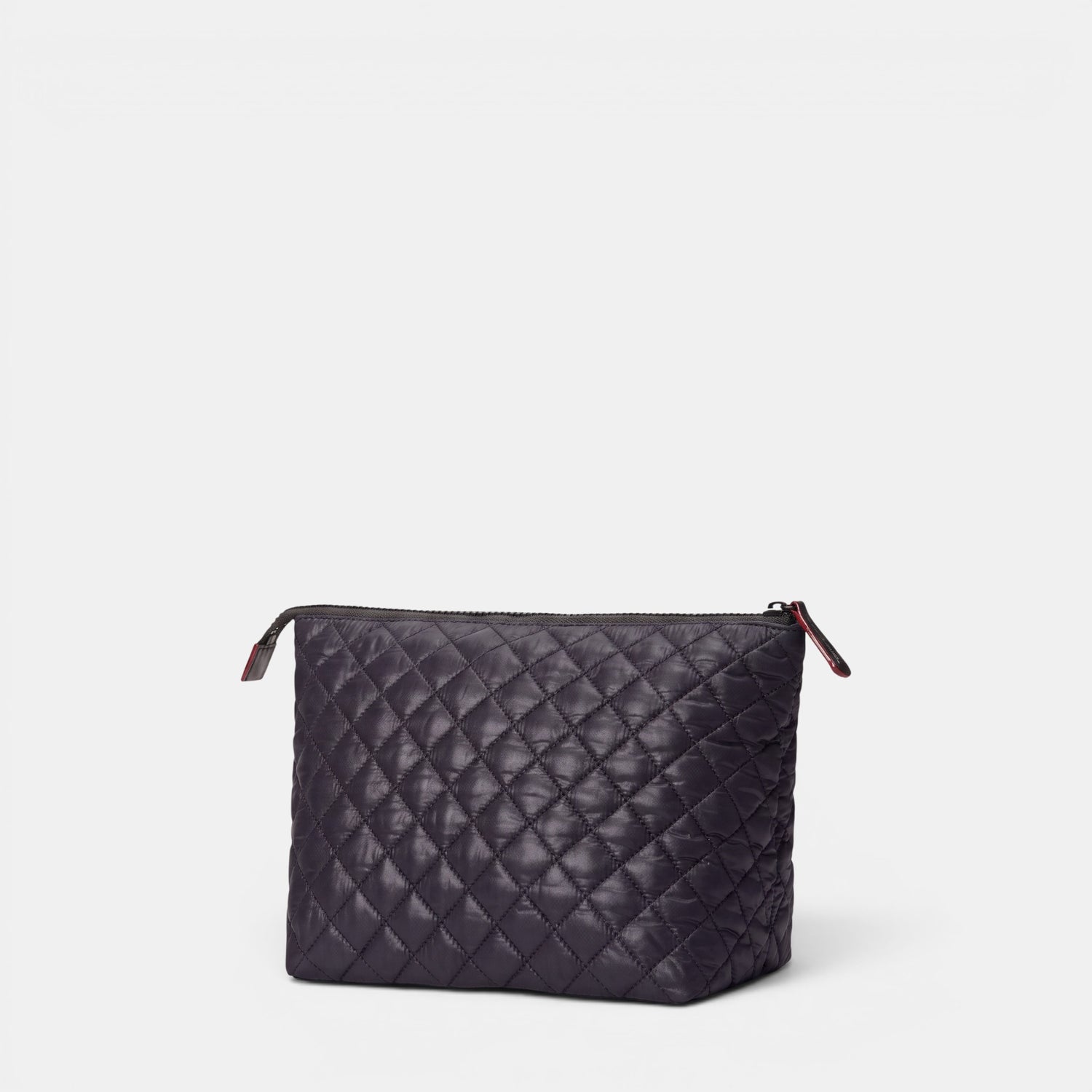 Shop Rescue Spa MZ Wallace black quilted Zoey large zip pouch for travel and makeup organization.