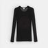 Shop Rescue Spa black long sleeve Pima cotton t-shirt with ribbed texture and eyelash lace trim.