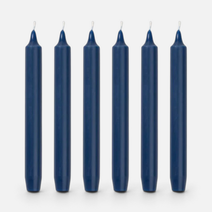 Shop Rescue Spa Madeleine Taper Candles, 6 black, dripless, smokeless, 8" H x 0.9" Ø, 7-hour burn time