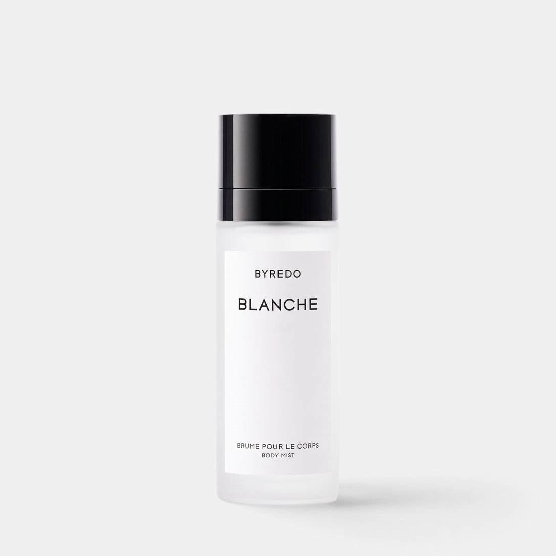 Shop Rescue Spa Blanche body mist in a frosted glass bottle with a black cap, featuring a clean floral fragrance.