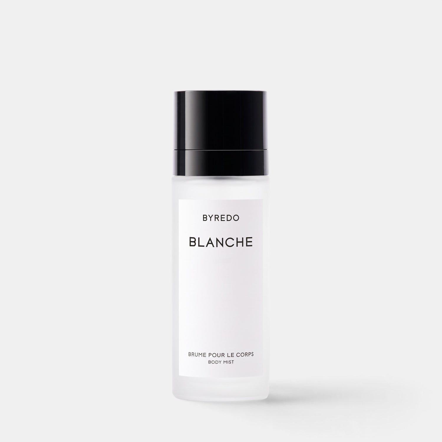 Shop Rescue Spa Blanche body mist in a frosted glass bottle with a black cap, featuring a clean floral fragrance.