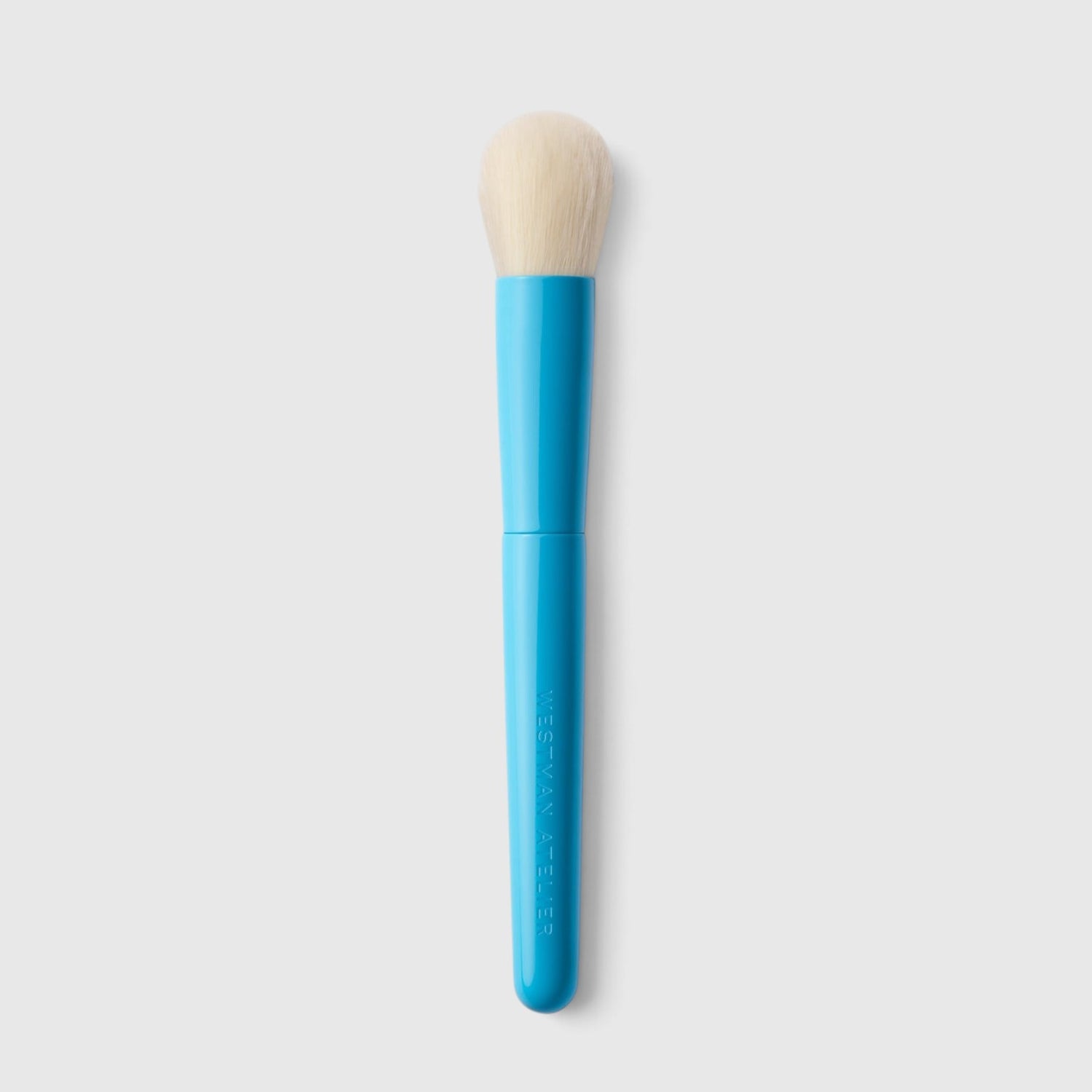 Shop Rescue Spa Blender II makeup brush with soft cream bristles and a bright blue lacquered birch wood handle.