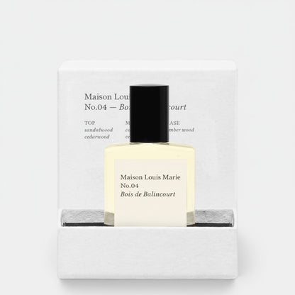 Shop Rescue Spa Maison Louis Marie No.04 Bois de Balincourt sandalwood and cedarwood perfume oil. Unisex fragrance.